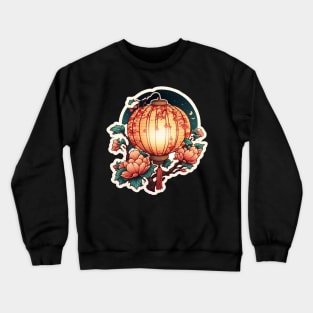 Chinese Lantern With Tassel and Flowers Sticker Crewneck Sweatshirt